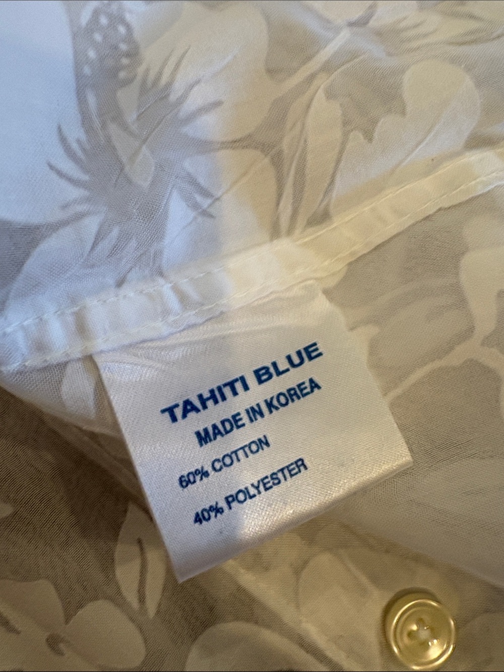 Vintage Y2K Tahiti Blue White Sheer Floral Pintuck Tuxedo Blouse Top Size L - Picture 7 of 11
